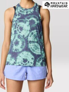 NWT  Mountain Hardwear Crater Lake Tank, Medium, ☀️UPF, Lapis Spore Dye Print